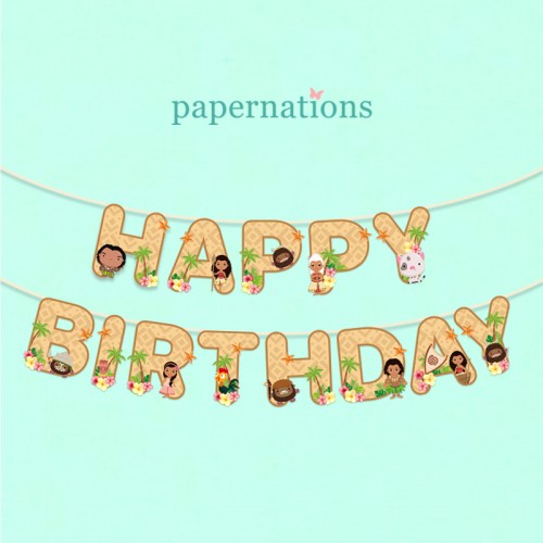 HBD Moana  Bunting Flag